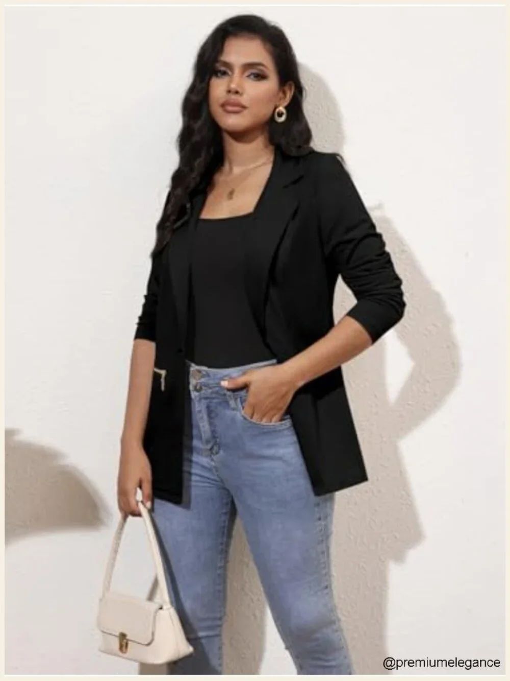 Women's Stretch Work Blazer Long Sleeve Knit Casual Office Suit Jacket